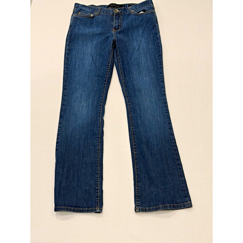 Calvin Klein Jeans Women's Mid Rise Flare Jeans Blue Medium Wash Stretch 8/32